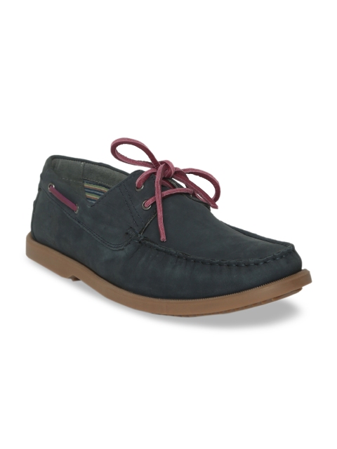 

U.S. Polo Assn. Men Navy Blue Leather Boat Shoes