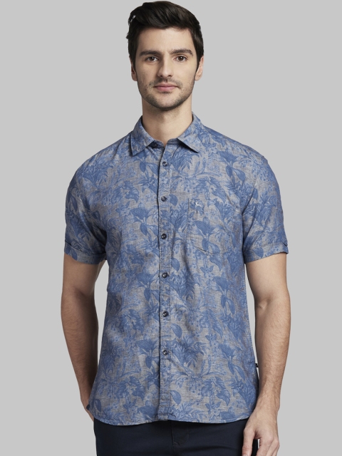 

Parx Men Blue Slim Fit Printed Casual Shirt