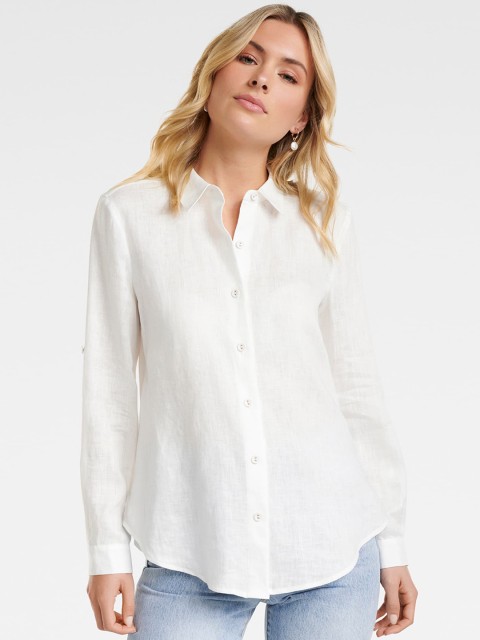 

Forever New Women White Regular Fit Solid Casual Linen Shirt