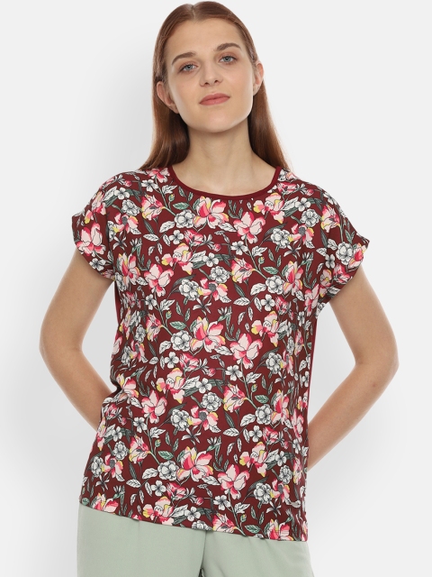 

Van Heusen Woman Maroon Printed Top