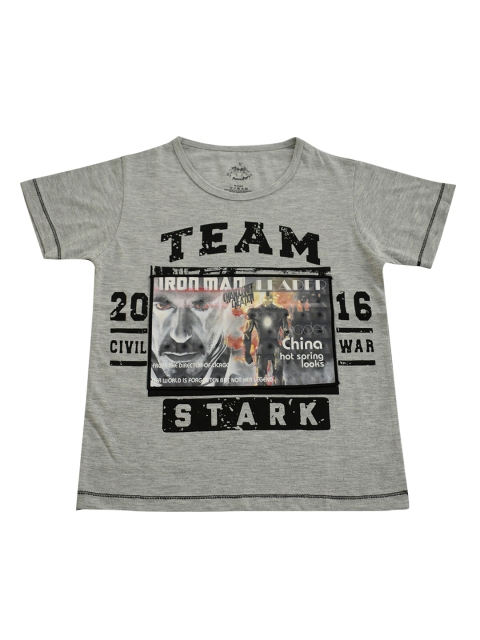 

Lil Tomatoes Boys Grey Melange Printed Round Neck T-shirt