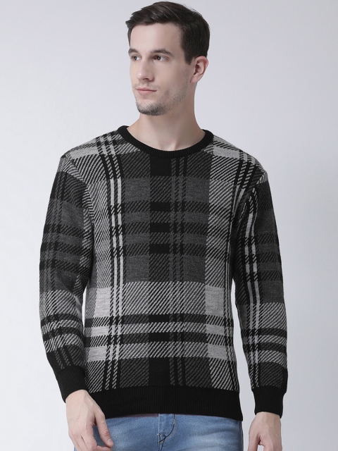 

Club York Men Grey & Black Checked Pullover Sweater