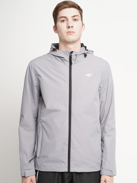 

4F Men Grey Solid Hooded Sporty Jacket