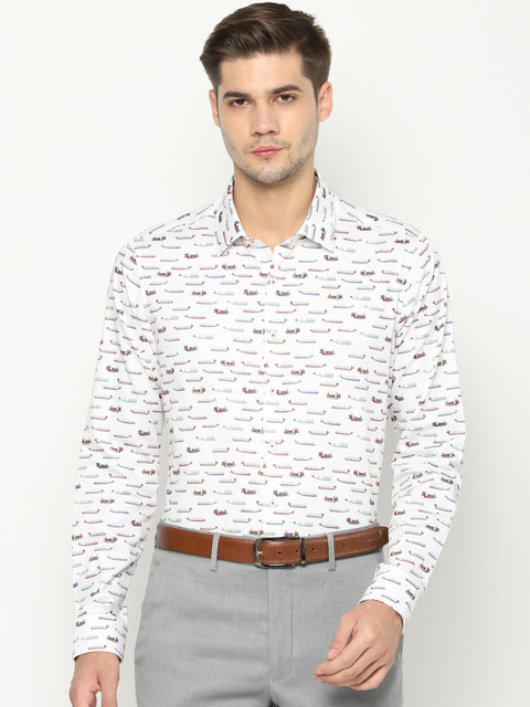 

SIMON CARTER LONDON Men White Slim Fit Printed Formal Shirt