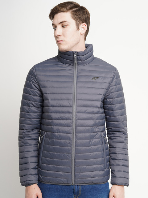 

4F Men Grey Solid Puffer Jacket