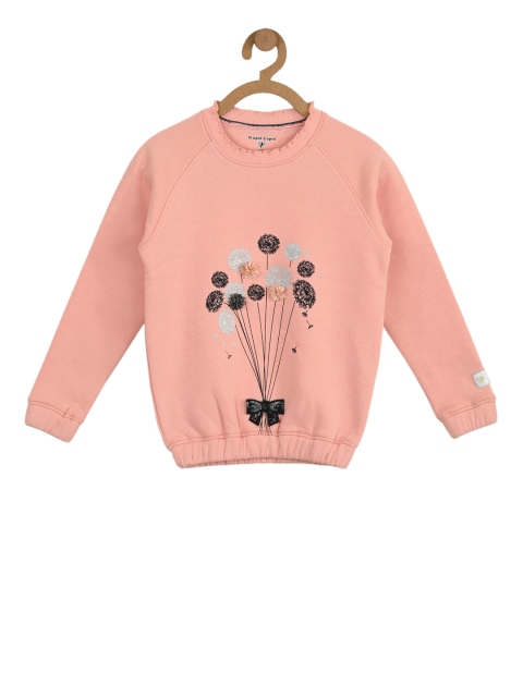 

Stupid Cupid Girls Peach-Coloured Printed Sweatshirt