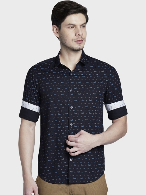 

ColorPlus Men Navy Blue Slim Fit Printed Casual Shirt