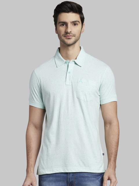 

Parx Men Sea Green Printed Polo Collar T-shirt