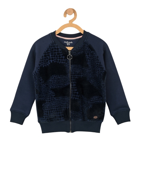 

Stupid Cupid Girls Navy Blue Self Design Sweatshirt