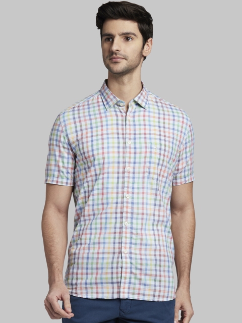 

Parx Men Blue Slim Fit Checked Casual Shirt