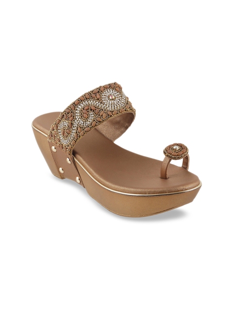 

Metro Women Antique Gold-Toned Solid Sandals