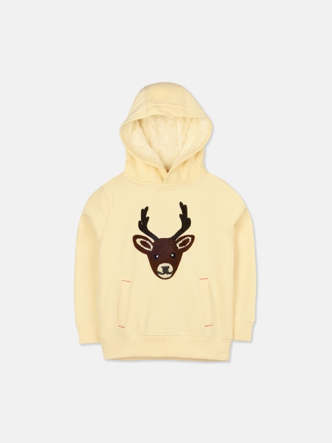

Cherry Crumble Boys Cream-Coloured Embroidered Hooded Sweatshirt