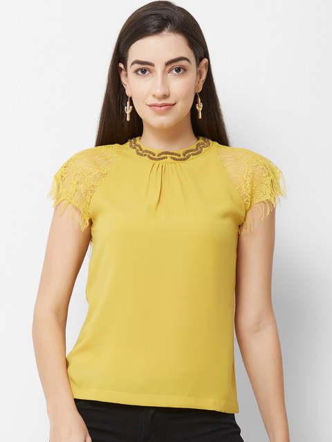 

Soie Women Yellow Embellished Top