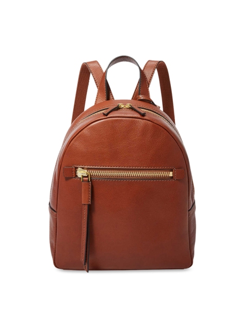 

Fossil Women Brown Solid Leather Backpack