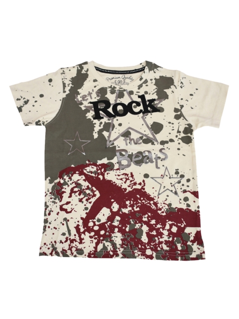 

Lil Tomatoes Boys Cream-Coloured Printed Round Neck T-shirt