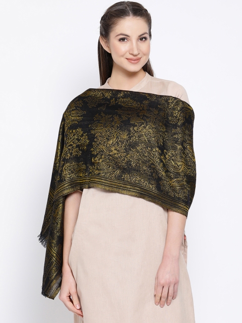 

SHINGORA Women Black & Gold-Coloured Woven Design Stole