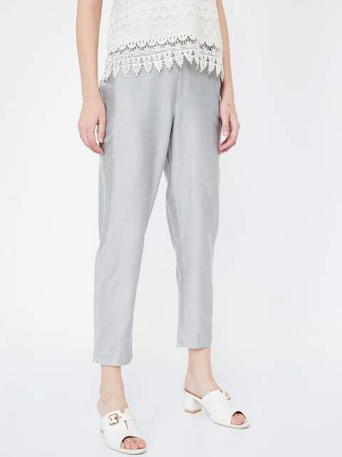 

Melange by Lifestyle Women Grey Regular Fit Solid Cigarette Trousers