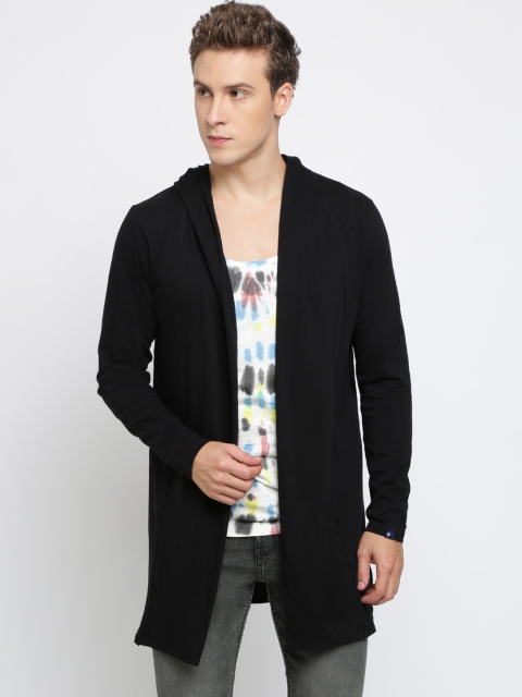 

Breakbounce Men Black Solid Open Front Shrug
