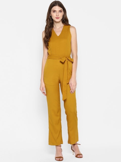 

MIAMINX Women Mustard Solid Basic Jumpsuit