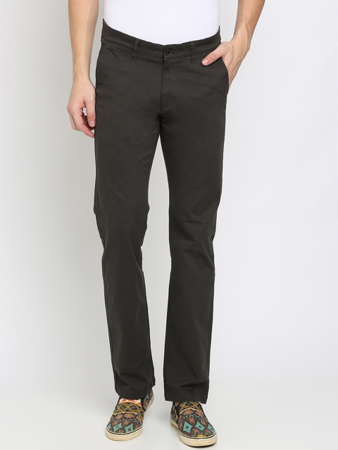 

Crocodile Men Olive Green Slim Fit Solid Regular Trousers