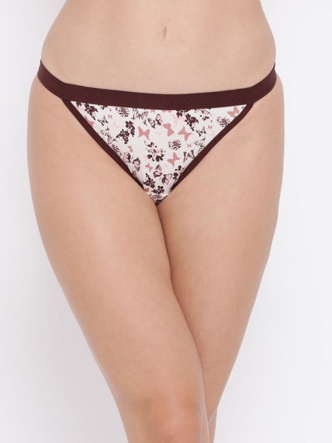 

Clovia Women White & Brown Printed Low Rise Bikini Briefs PN3169A18XXL