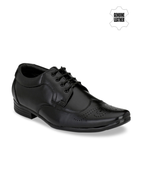 

Prolific Men Black Solid Genuine Leather Formal Derbys