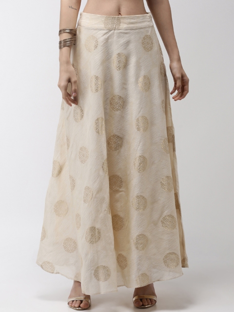 

De Moza Women Beige & Gold-Coloured Self Design Maxi Skirt