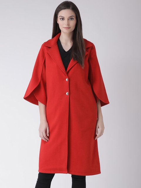 

Texco Women Red Solid Knee-Length Overcoat