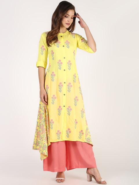 

TARA-C-TARA Women Yellow Printed Kurti with Palazzos