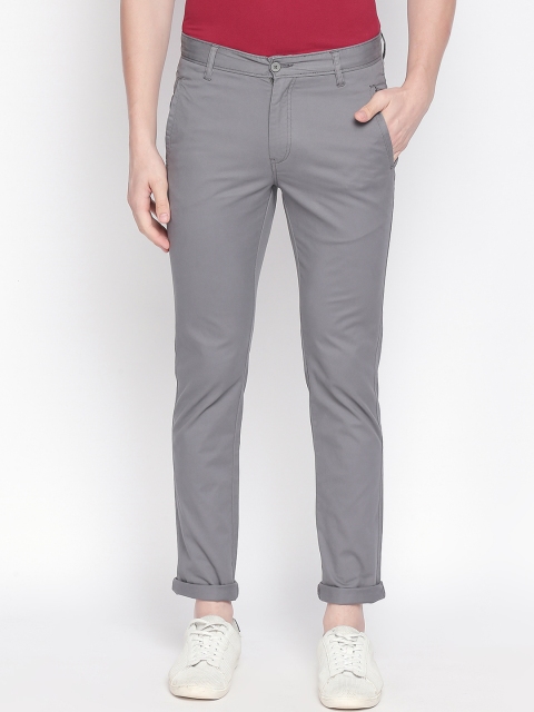 

Solemio Men Grey Slim Fit Solid Regular Trousers
