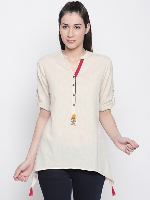 

AKKRITI BY PANTALOONS Women Beige Solid Top