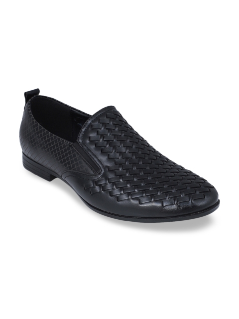 

pelle albero Men Black Woven Design Loafers