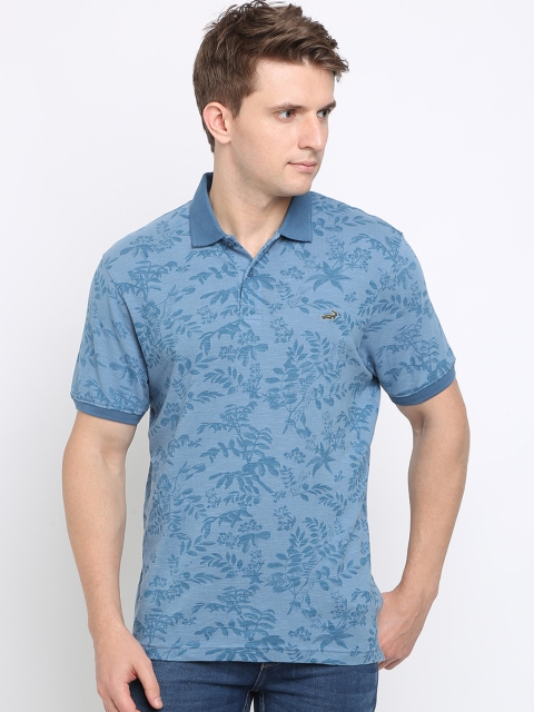

Crocodile Men Blue Printed Slim Fit Polo Collar T-shirt