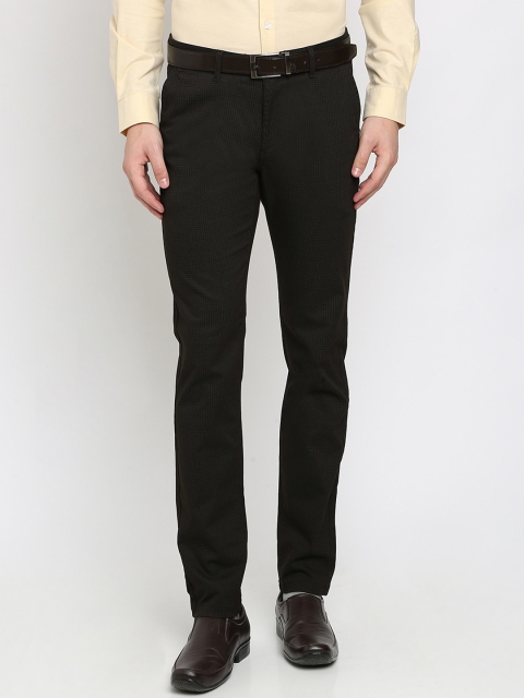 

Crocodile Men Black Slim Fit Self Design Formal Trousers