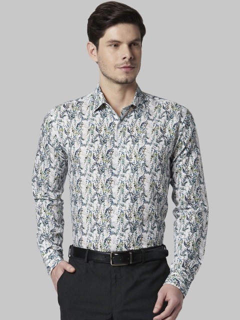 

Park Avenue Men White & Blue Slim Fit Printed Formal Shirt