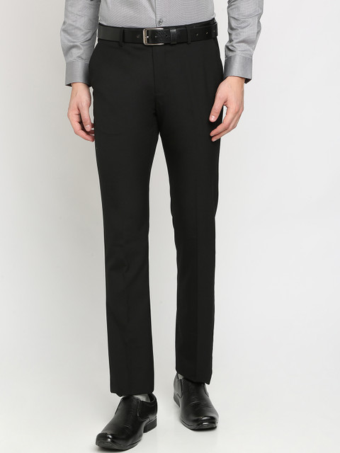 

Crocodile Men Black Slim Fit Solid Formal Trousers