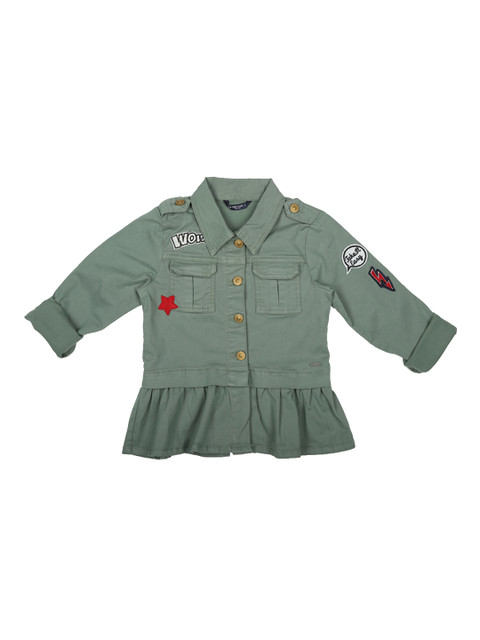 

Allen Solly Junior Girls Olive Green Solid Tailored Jacket