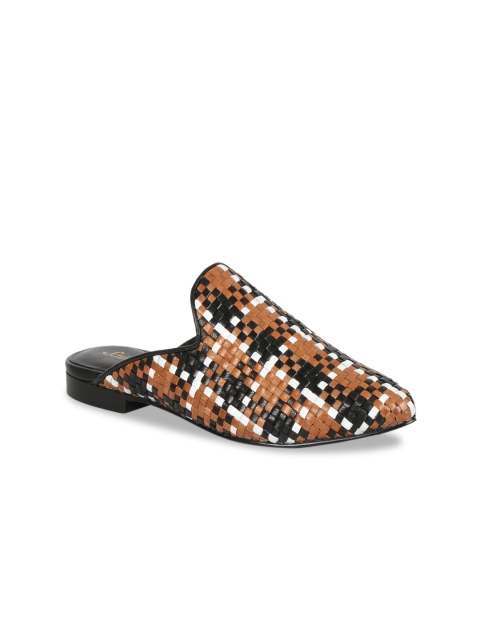 

Saint G Women Brown Woven Design Leather Mules