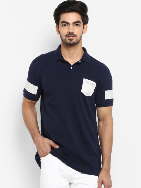 

Mufti Men Navy Blue Solid Polo Collar Pure Cotton T-shirt