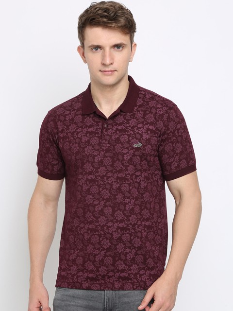 

Crocodile Men Maroon Slim Fit Printed Polo Collar T-shirt