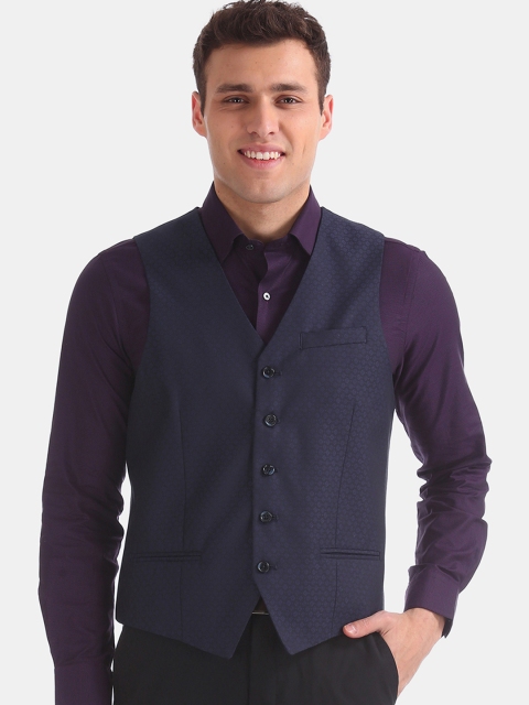 

Arrow Men Navy Blue Solid Waistcoat