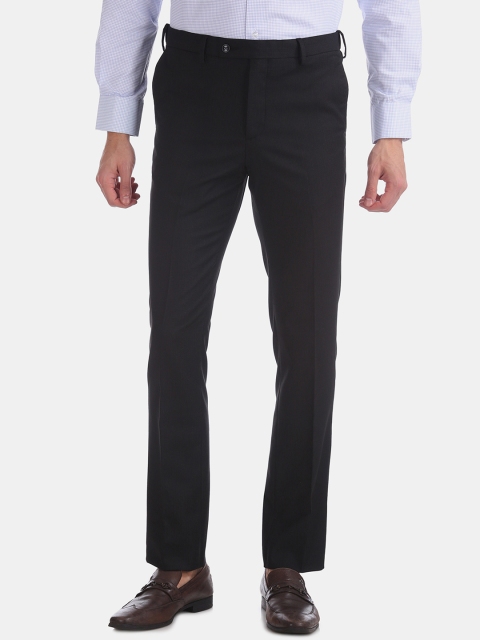 

Arrow Men Black Tapered Fit Self Design Regular Trousers