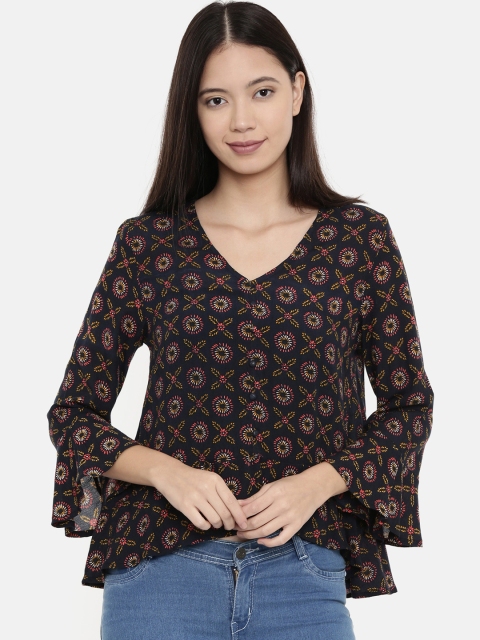 

Chumbak Women Navy Blue Printed A-Line Top