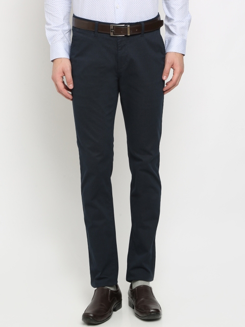 

Crocodile Men Navy Blue Slim Fit Solid Formal Trousers