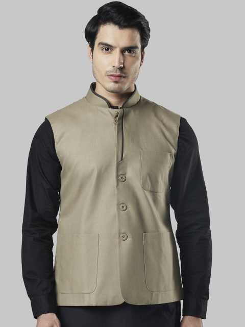 

Ethnix by Raymond Men Khaki Solid Nehru Jacket