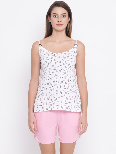 

Clovia Women Pink & White Printed Night suit