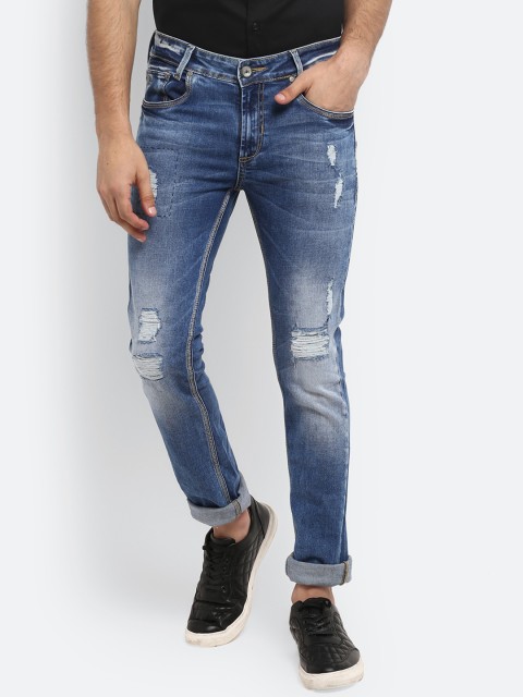 

Mufti Men Blue Slim Fit Mid-Rise Mildly Distressed Stretchable Jeans