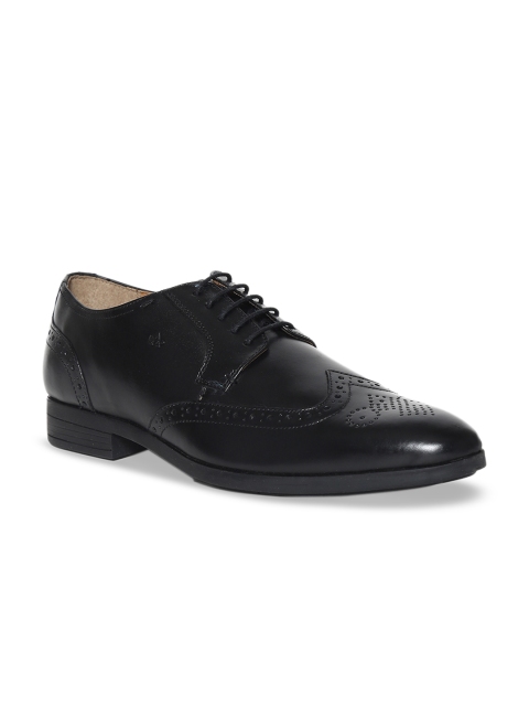 Arrow Men Black Solid Leather Formal Borgues