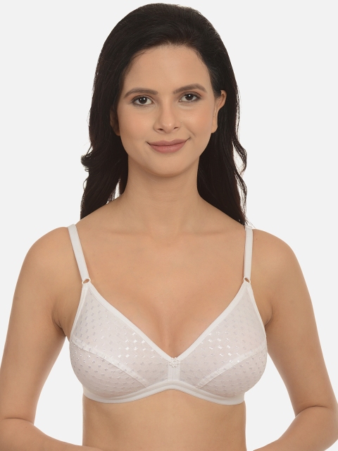

mod & shy White Self Design Non-Wired Non Padded Everyday Bra MS74