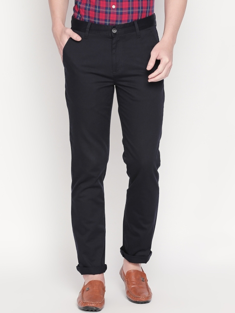 

BYFORD by Pantaloons Men Navy Blue Slim Fit Solid Regular Trousers